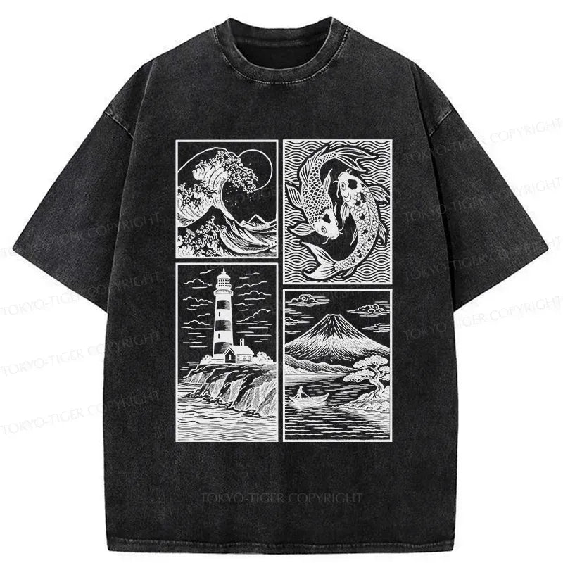 Washed Japanese Streetwear T-Shirt Trending