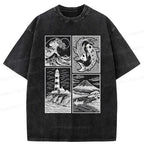 Washed Japanese Streetwear T-Shirt Trending