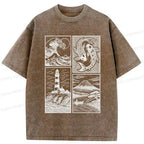 Japanese Vintage Washed T-Shirt for Daily Wear