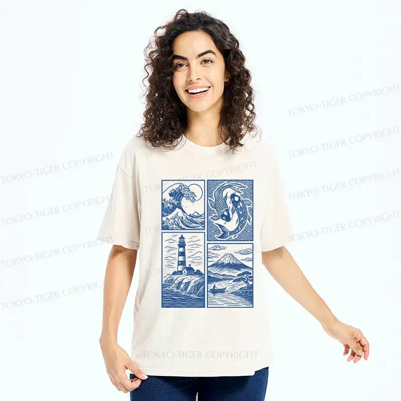 Japanese Vintage Washed T-Shirt for Daily Wear