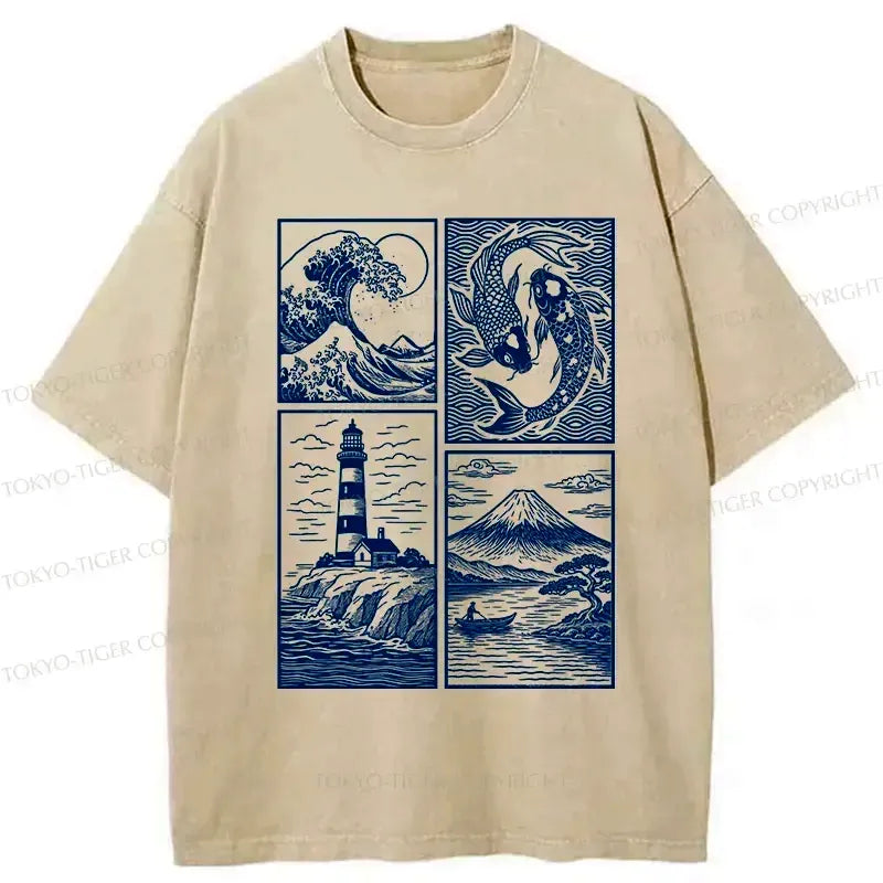 Japanese Vintage Washed T-Shirt for Daily Wear