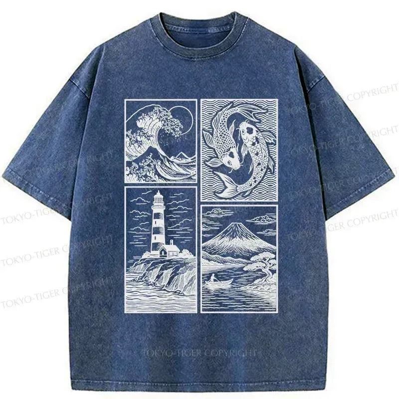 Japanese Vintage Washed T-Shirt for Daily Wear
