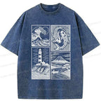 Japanese Vintage Washed T-Shirt for Daily Wear