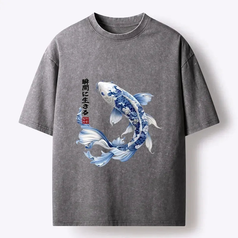 Blue And White Koi Art Tee