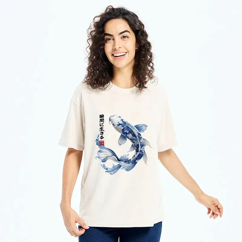 Blue And White Koi Art Tee
