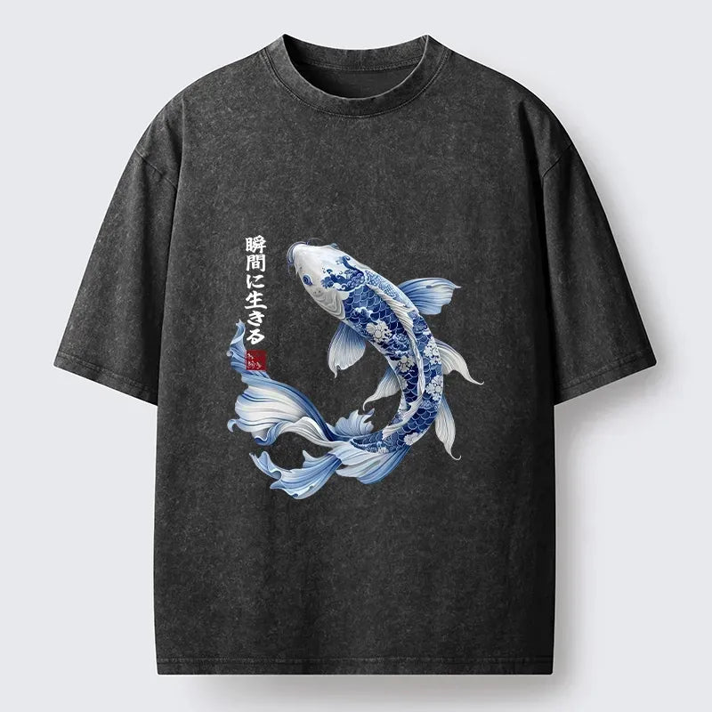 Blue And White Koi Art Tee