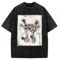 Kyoto-Lion Funny Cat: Become Ungovernable - Ink Wash Painting Washed T-Shirt