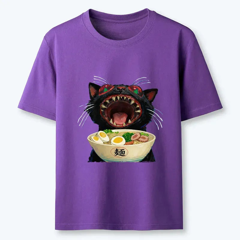Japanese Black Cat Ramen T-Shirt