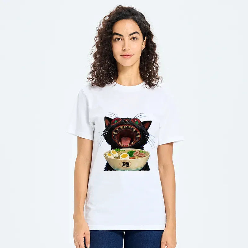 Japanese Black Cat Ramen T-Shirt