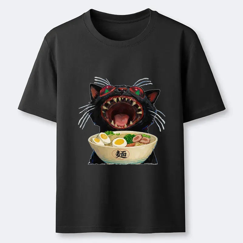 Kyoto-Lion Black Cat Is Ready To Eat Ramen Classic T-Shirt