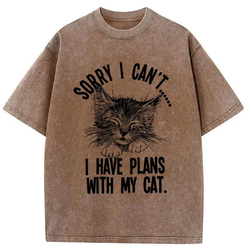 Japanese vintage cat t-shirt for daily wear