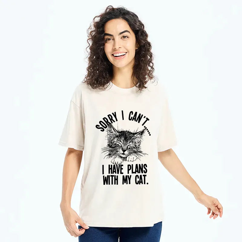 Japanese vintage cat t-shirt for daily wear