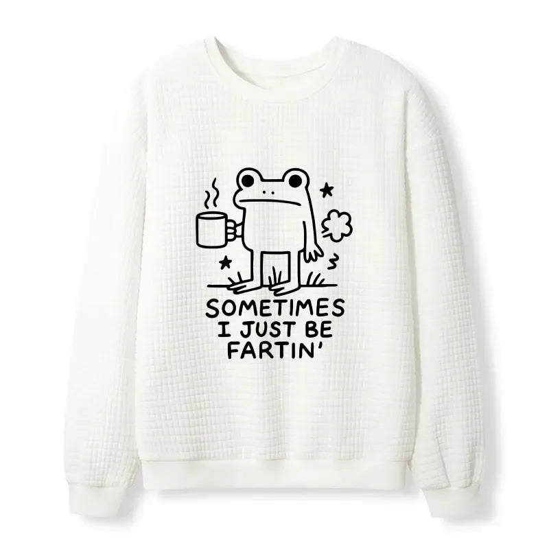 Funny Frog Waffle Sweatshirt for Daily Wear