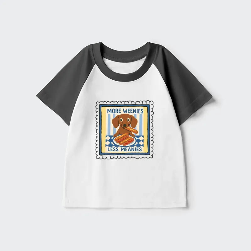 Kyoto-Lion More Weenies Less Meanies Kids Raglan T-shirt