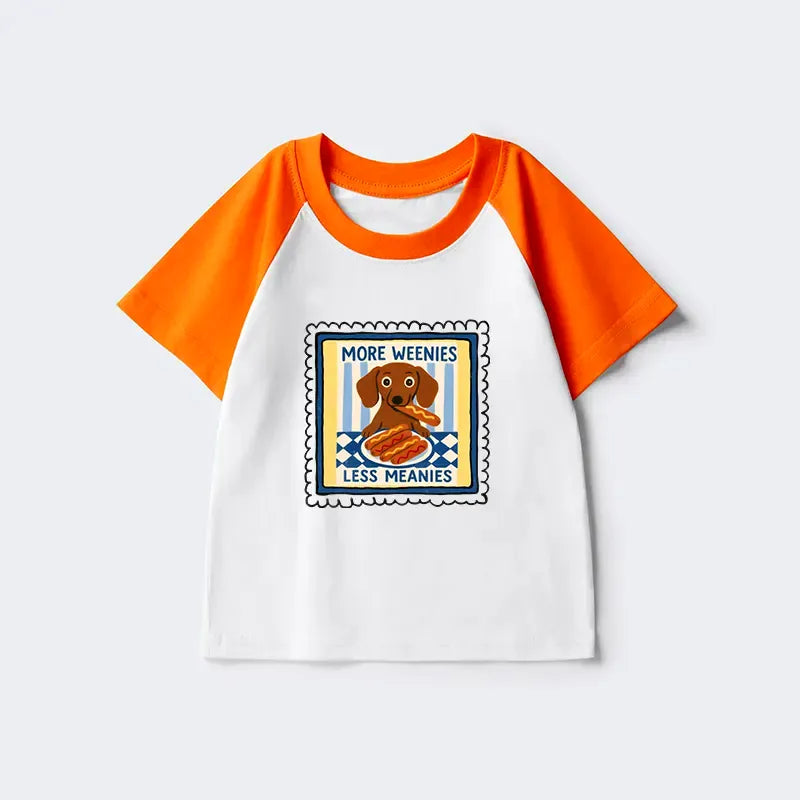 Kyoto-Lion More Weenies Less Meanies Kids Raglan T-shirt