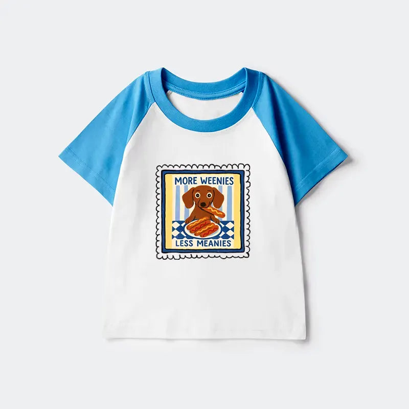 Kyoto-Lion More Weenies Less Meanies Kids Raglan T-shirt