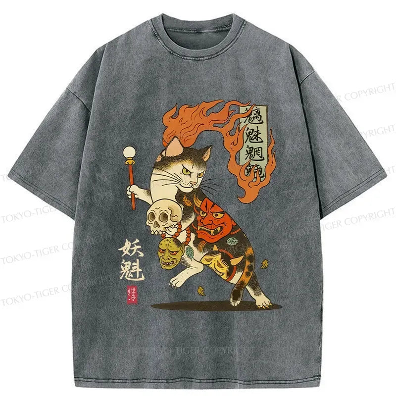 Japanese Yokai Cat T-Shirt for Daily Wear