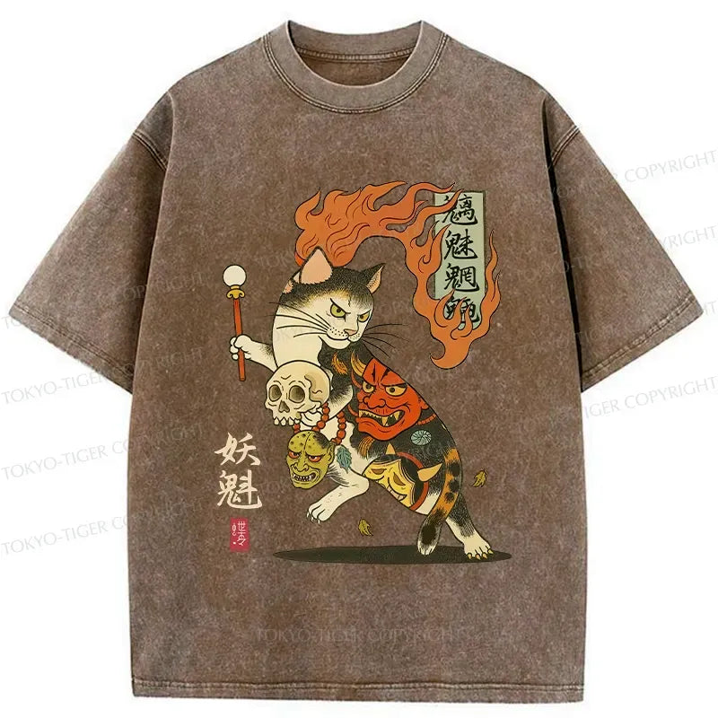 Japanese Yokai Cat T-Shirt for Daily Wear