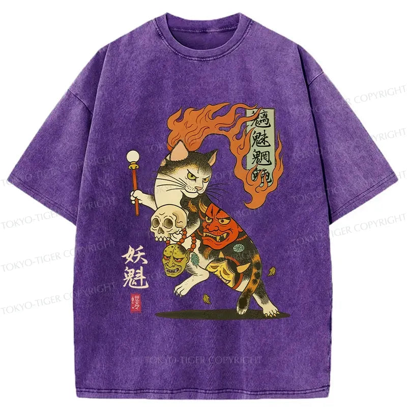 Japanese Yokai Cat T-Shirt for Daily Wear