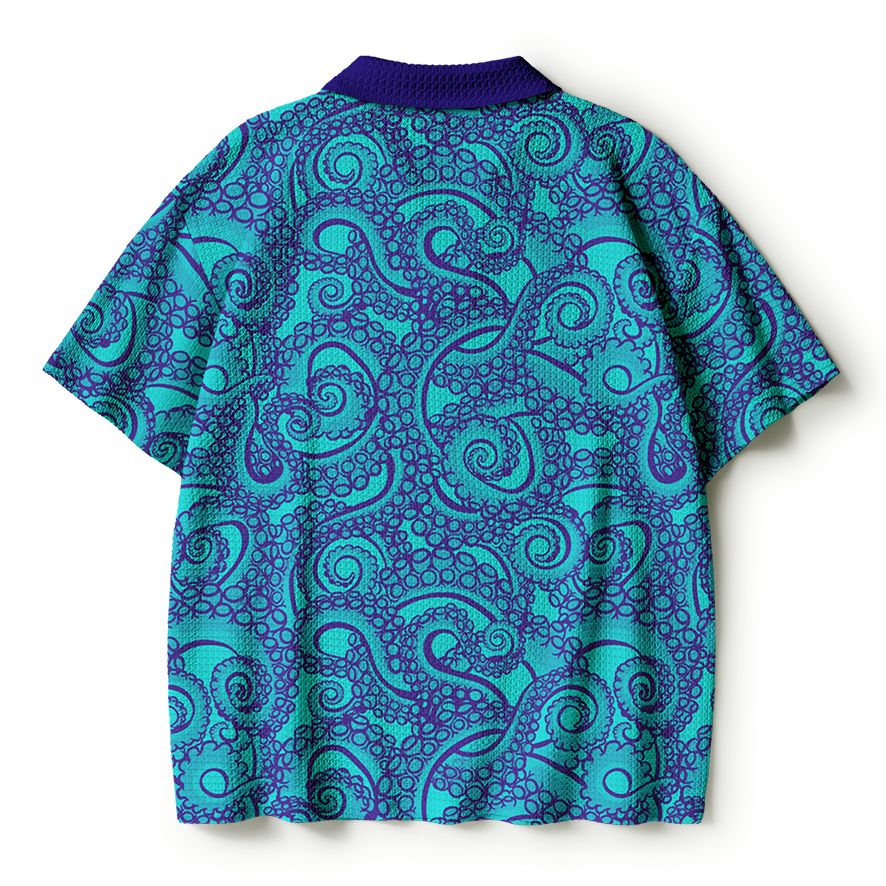 Kyoto-Lion Octopus Tentacles Crochet Polo Shirt