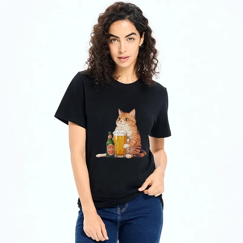 Funny Beer Cat T-Shirt Gift Idea