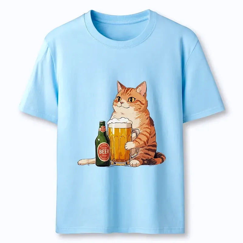 Casual Beer Cat Shirt On Sale