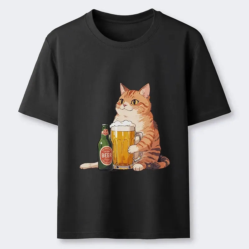 Casual Beer Cat Shirt On Sale