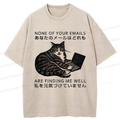 Kyoto-Lion Funny Your email annoyed Cat Washed T-Shirt