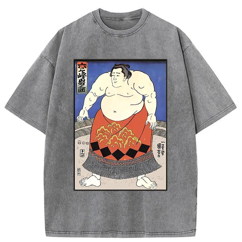 retro japanese sumo wrestler t shirt