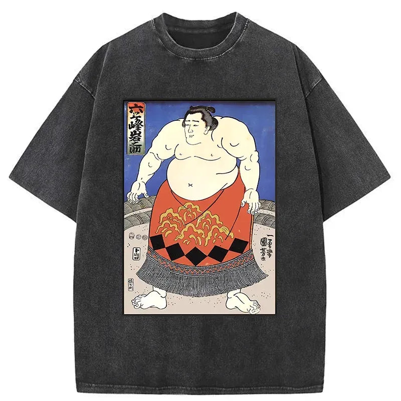 retro japanese sumo wrestler t shirt