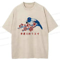 Kyoto-Lion Lovely Woodcut Print Washed T-Shirt