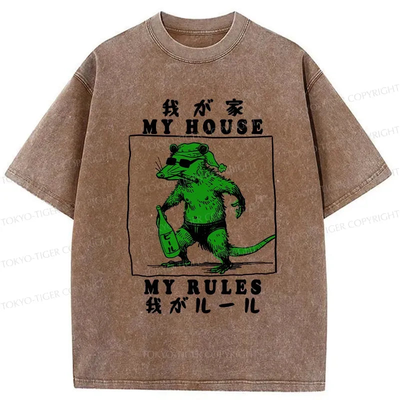 Kyoto-Lion My House My Rules Washed T-Shirt