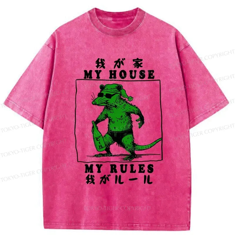 Kyoto-Lion My House My Rules Washed T-Shirt