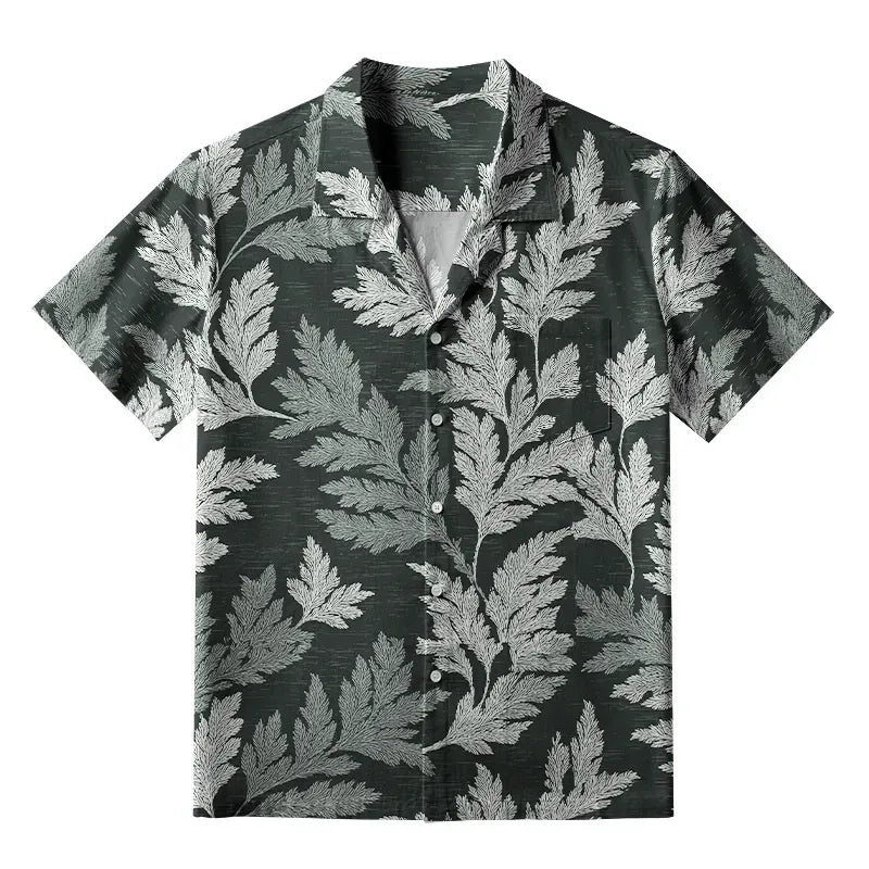 Kyoto-Lion Vibrant Fern Silhouettes Aloha Hawaiian Shirt