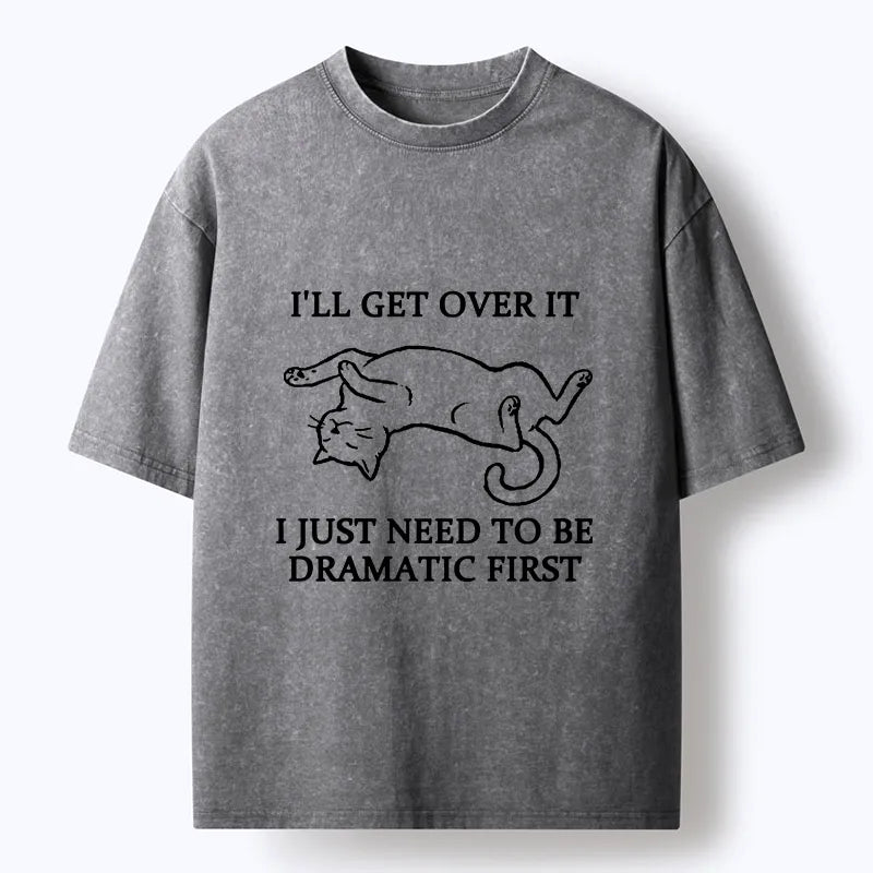 Kyoto-Lion Dramatic Cat Meme Washed T-Shirt