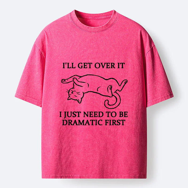 Kyoto-Lion Dramatic Cat Meme Washed T-Shirt