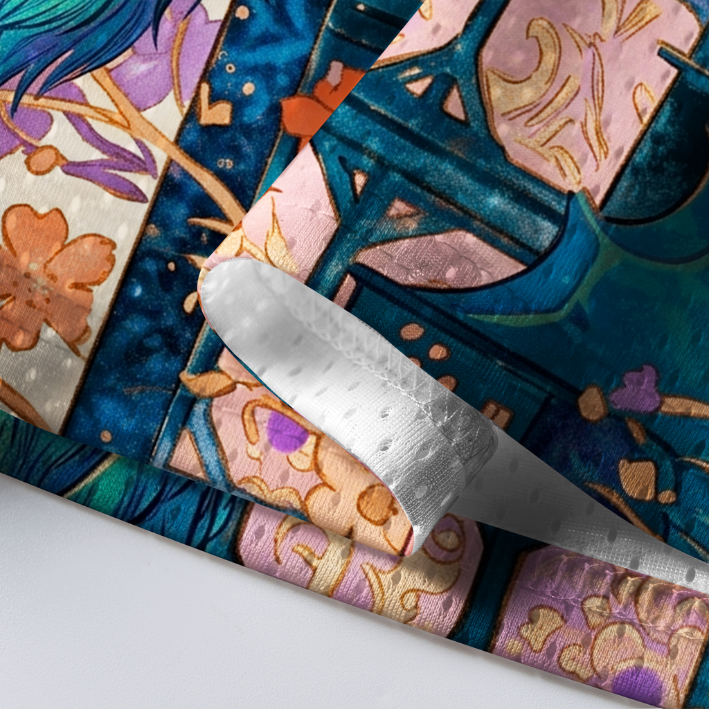 Kyoto-Lion Ukiyo-e Peacock Wisteria Spring Floral Mesh Jersey