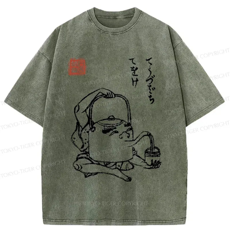 Kyoto Lion washed T-shirt for Japanese street style