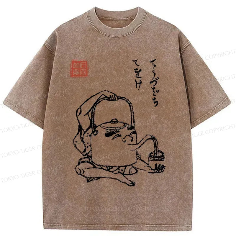 Kyoto Lion washed T-shirt for Japanese street style