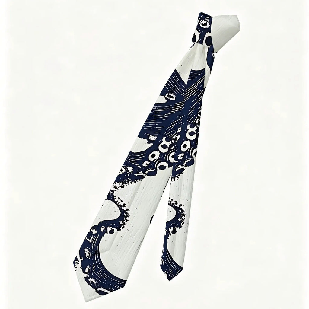 Ukiyo-e Ocean Octopus Necktie for Men
