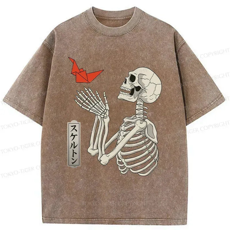 Kyoto-Lion Flying Paper Cranes Washed T-Shirt