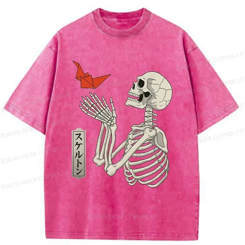 Kyoto-Lion Flying Paper Cranes Washed T-Shirt