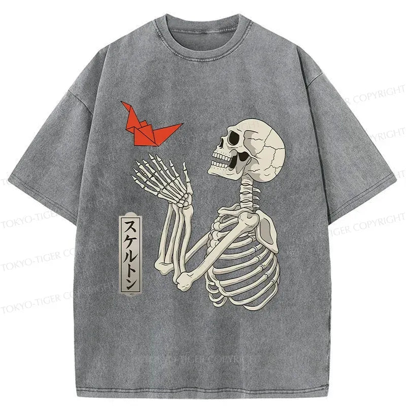 Kyoto-Lion Flying Paper Cranes Washed T-Shirt