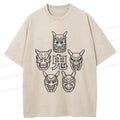 Kyoto-Lion Five Ghost Faces Washed T-Shirt