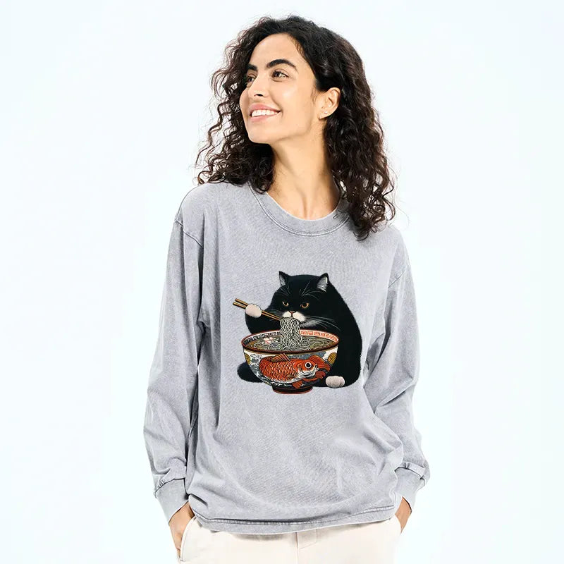 Retro Kyoto Lion Cat Ramen Shirt for Vacation