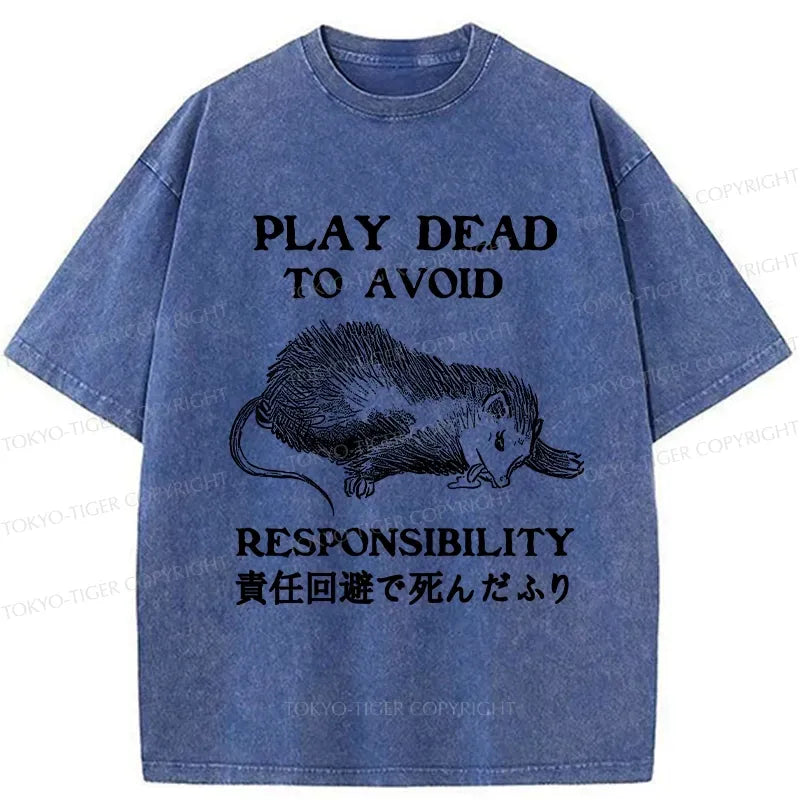 Kyoto-Lion Play Dead To Avoid Responsibility Washed T-Shirt