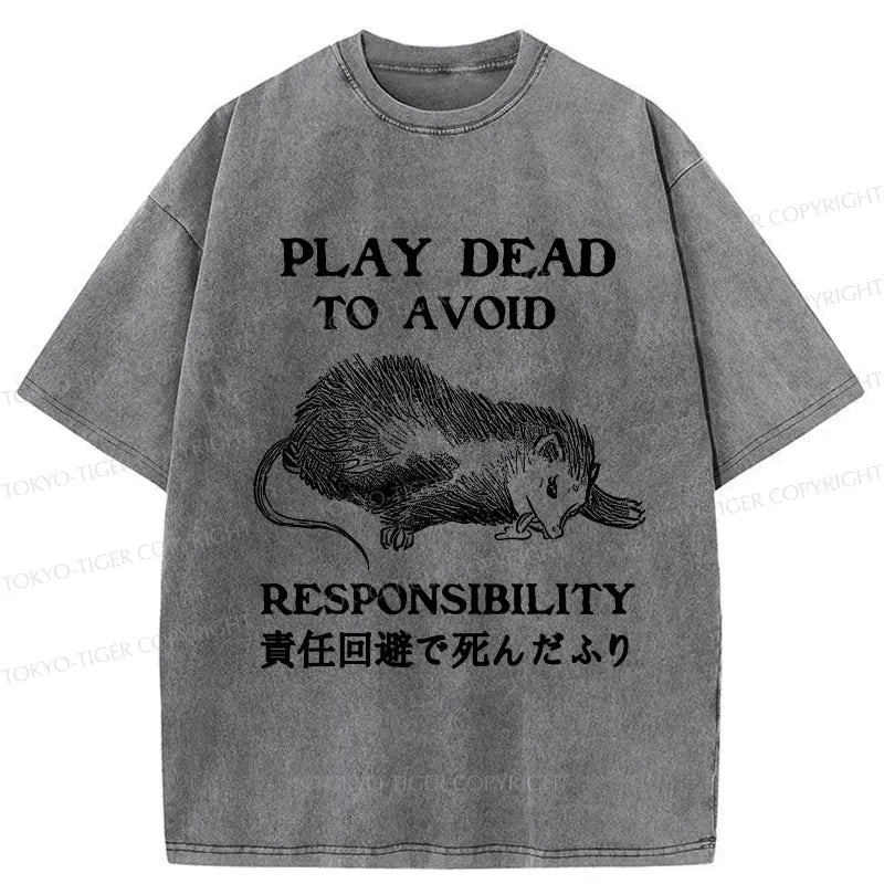 Kyoto-Lion Play Dead To Avoid Responsibility Washed T-Shirt