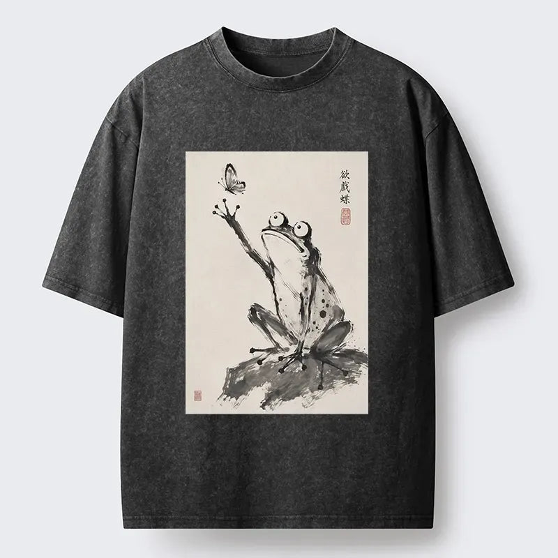 Washed Ukiyo-e T-Shirt for Summer