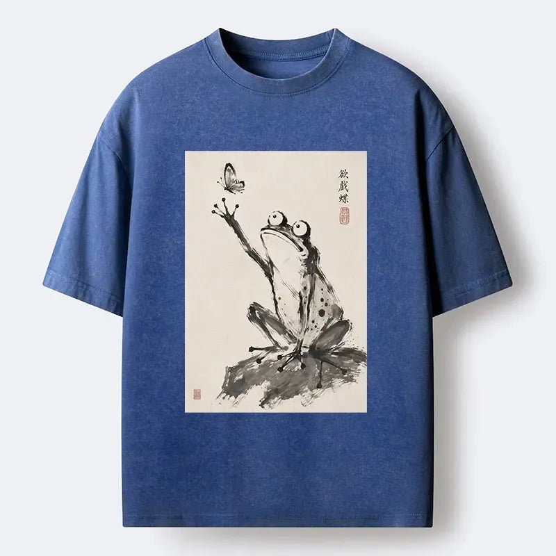Japanese Frog Shirt Casual Streetwear