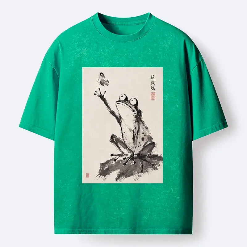 Washed Ukiyo-e T-Shirt for Summer